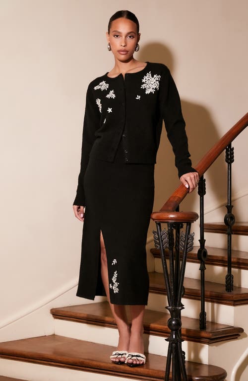 Shop Fifteen Twenty Brett Floral Embellished Sweater Skirt In Black