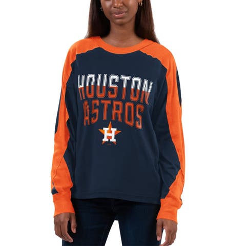 Houston Astros Starter Women's Game On Notch Neck Raglan T-Shirt - Navy/ Orange