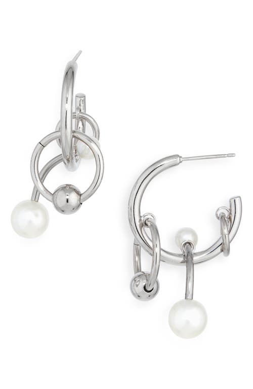 Shop Justine Clenquet Chase Hoop Charm Earrings In Palladium