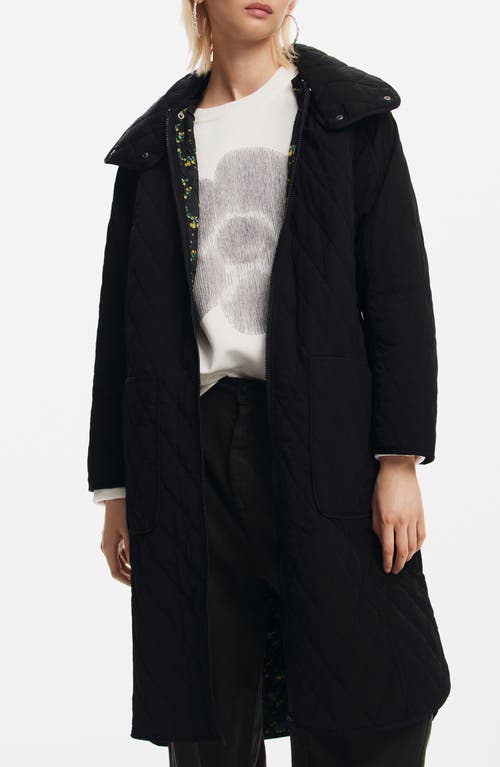 Shop Desigual Odense Quilted Coat In Black