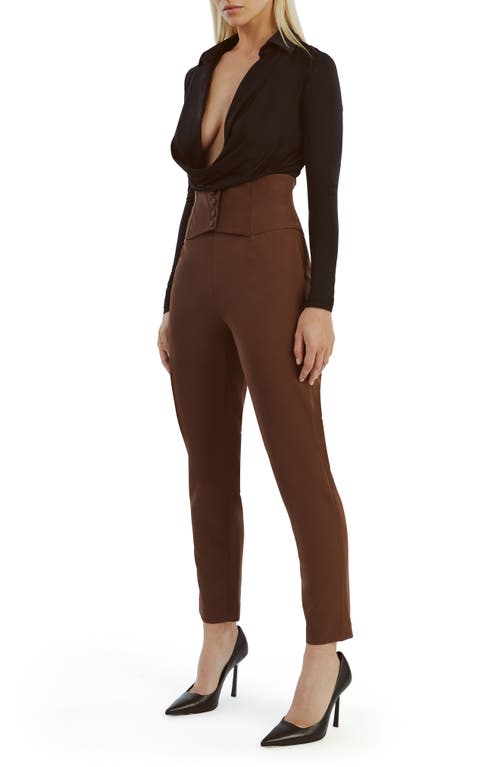 Bardot Lorel Plunge Neck Long Sleeve Bodysuit In Black
