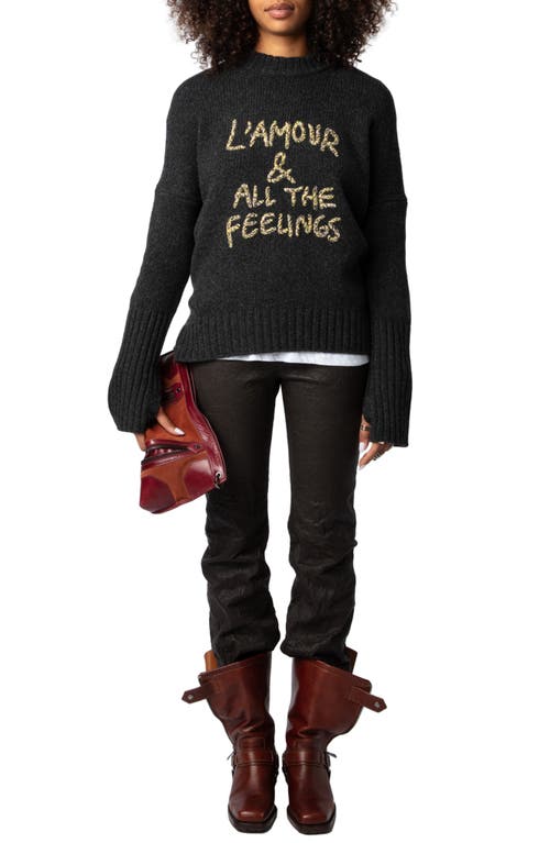 Shop Zadig & Voltaire Malta Feelings Merino Wool Sweater In Anthracite