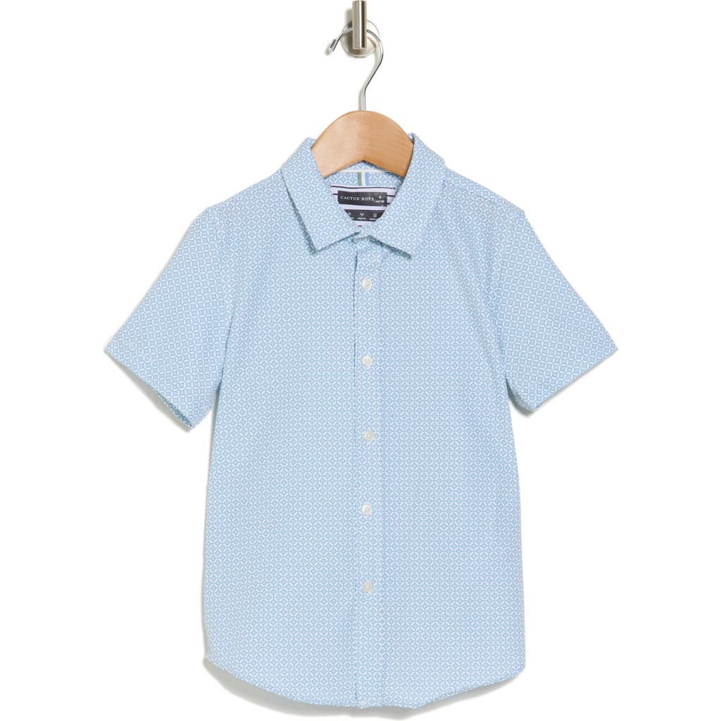 Shop Denim And Flower Kids' Geometric Tech Short Sleeve Button-up Shirt In White