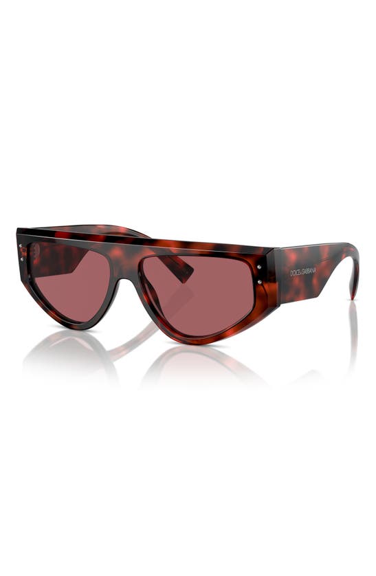 Dolce & Gabbana 57mm Rectangular Sunglasses In Havana Red
