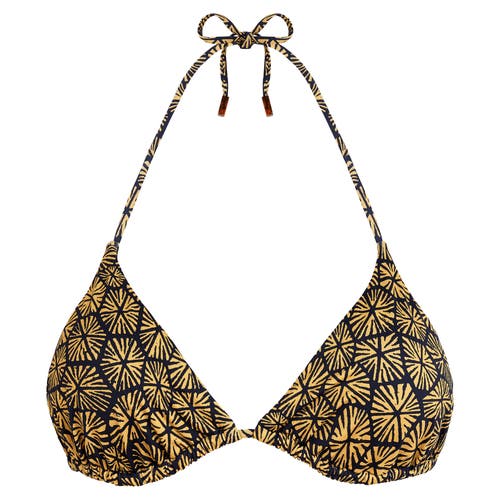 Vilebrequin Carapaces Jersey Triangle Bikini Top In Bleu Marine