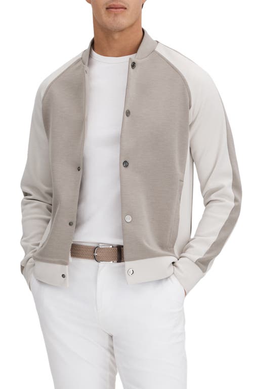 Reiss Pelham Bomber Jacket In Taupe/white