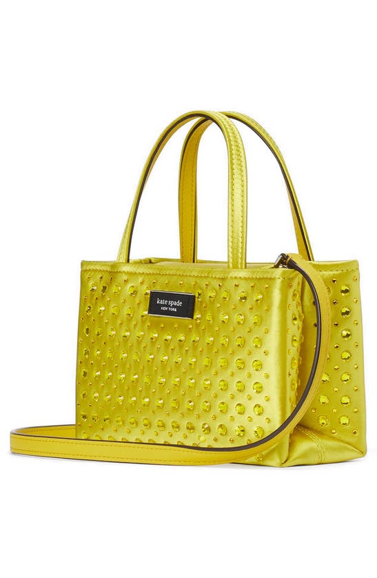 Kate Spade Sam Icon Crystal Embellished Crossbody Bag In Chartreuse.