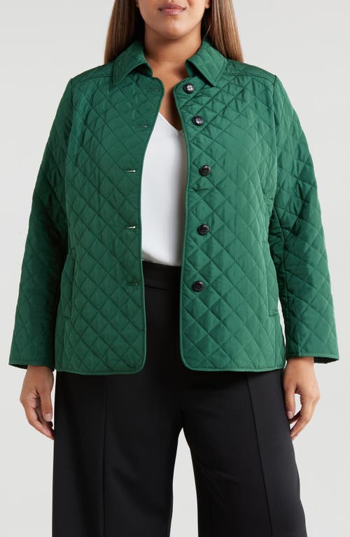 Jones New York Quilted Coat In Forest Green