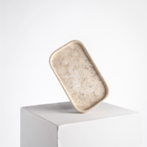 Andjacob Decor Bathroom Tray In Travertine Marble