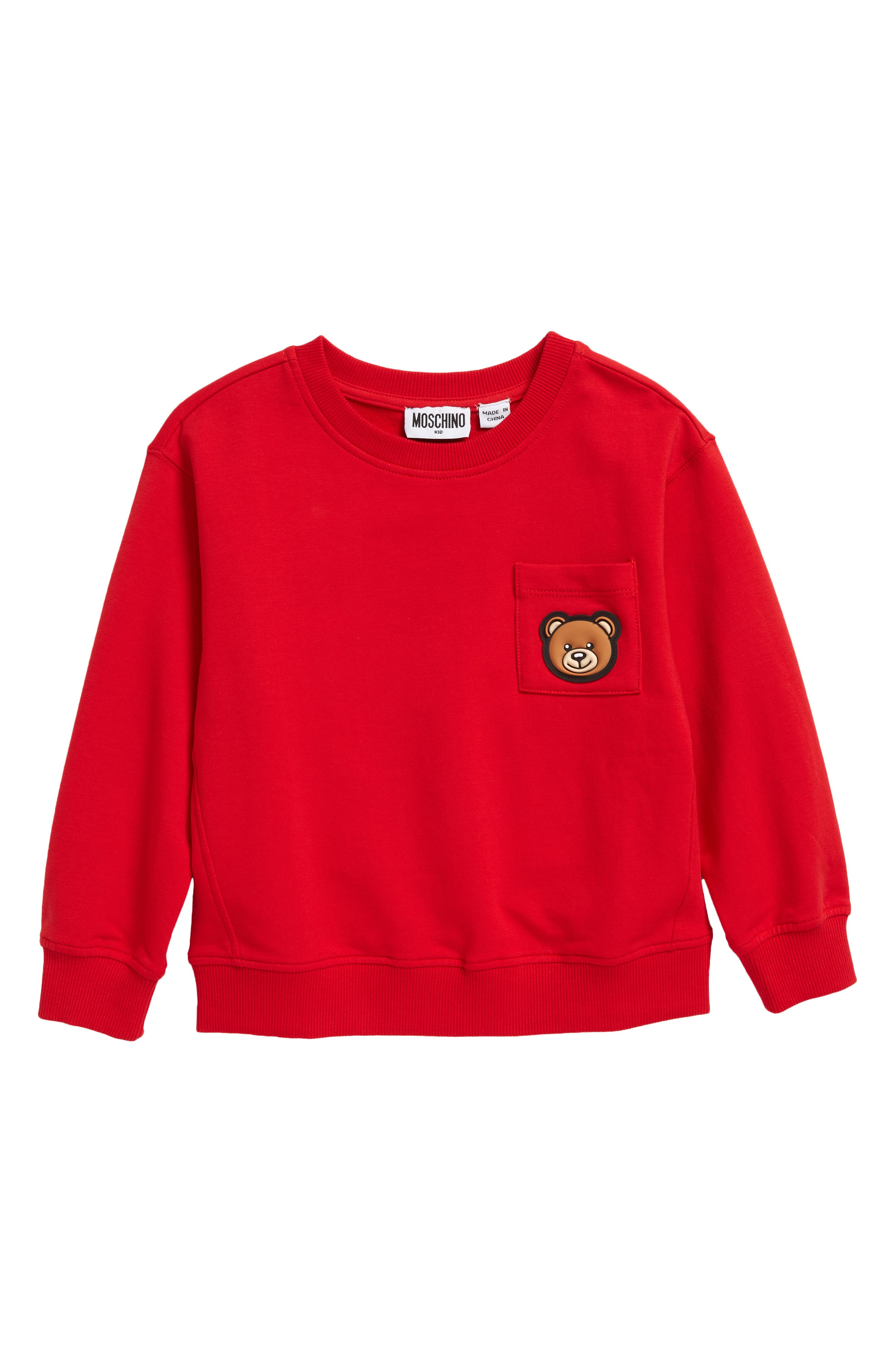 Moschino Kids' Guitar Teddy Bear Graphic Sweatshirt in Flame Red at Nordstrom, Size 6Y Us