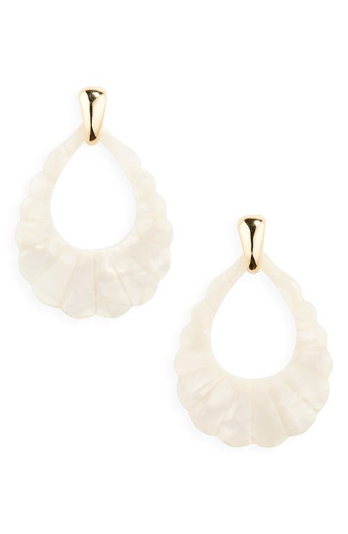 Nordstrom Scalloped Teardrop Earrings in White- Gold at Nordstrom