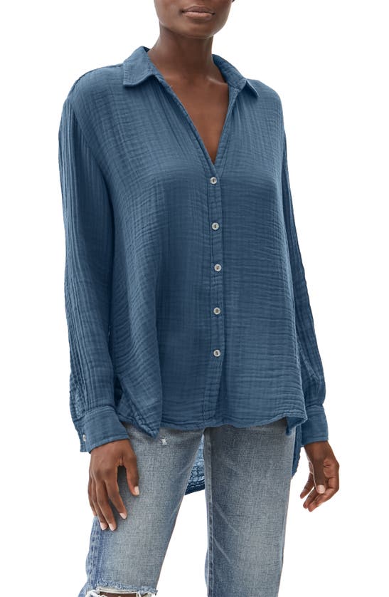 Michael Stars Relaxed Button Down Top In Pebble