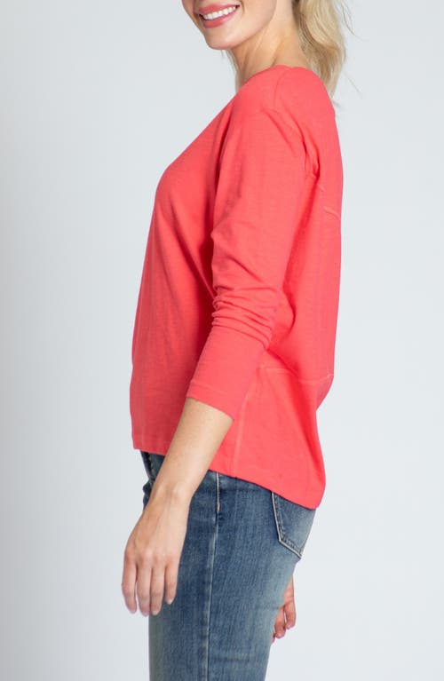 Apny Relaxed Fit Long Sleeve Cotton T-shirt In Coral
