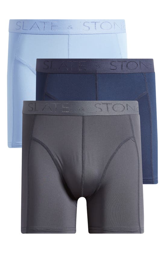 Slate & Stone 3-pack Assorted Microfiber Boxer Briefs In Blue Multi