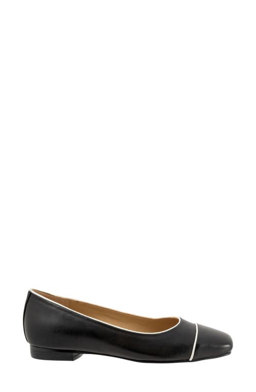 Trotters Harbor Cap Toe Flat In Black/ White
