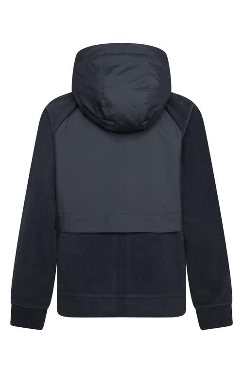 3 Brand Kids' Mixed Media Fleece Zip Hoodie In Anthracite