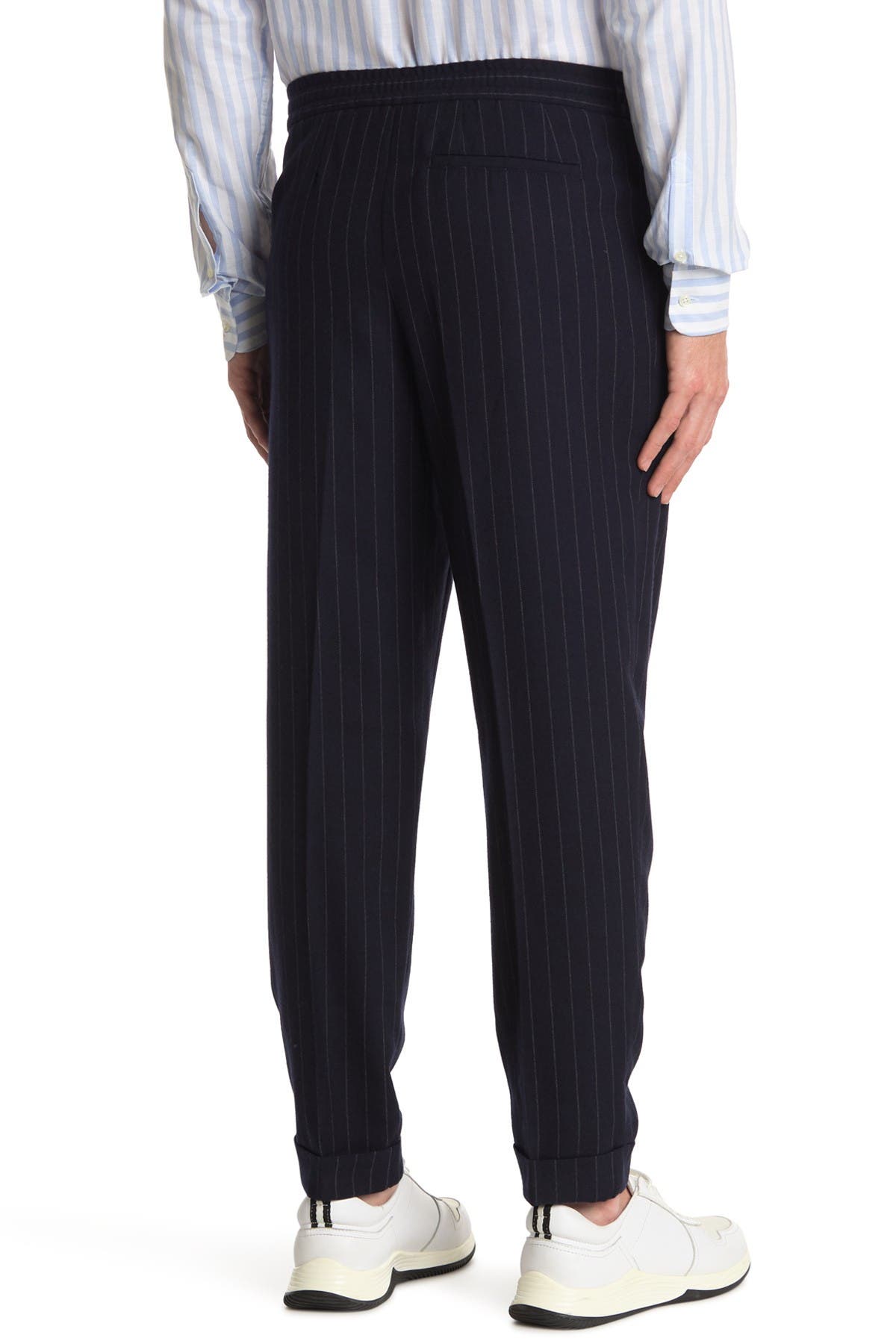 pinstripe tapered trousers