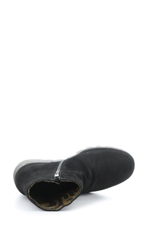 Shop Fly London Baan Platform Wedge Bootie In 004 Black Oil Suede