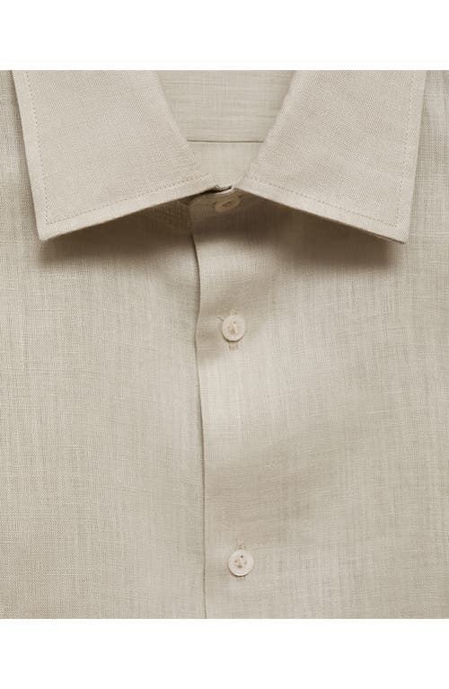 Mango Men's Linen Shirt In Aqua Green