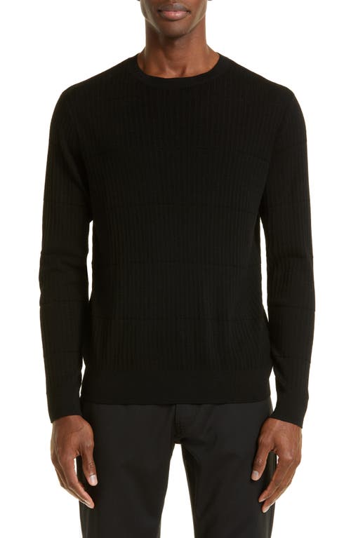 Emporio Armani Virgin Wool Rib Sweater in Black