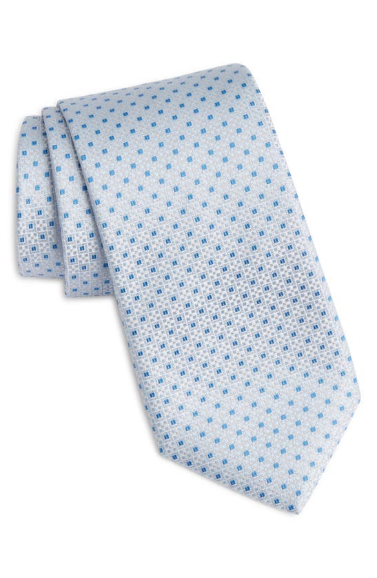 Shop Canali Neat Silk Tie In Light Blue