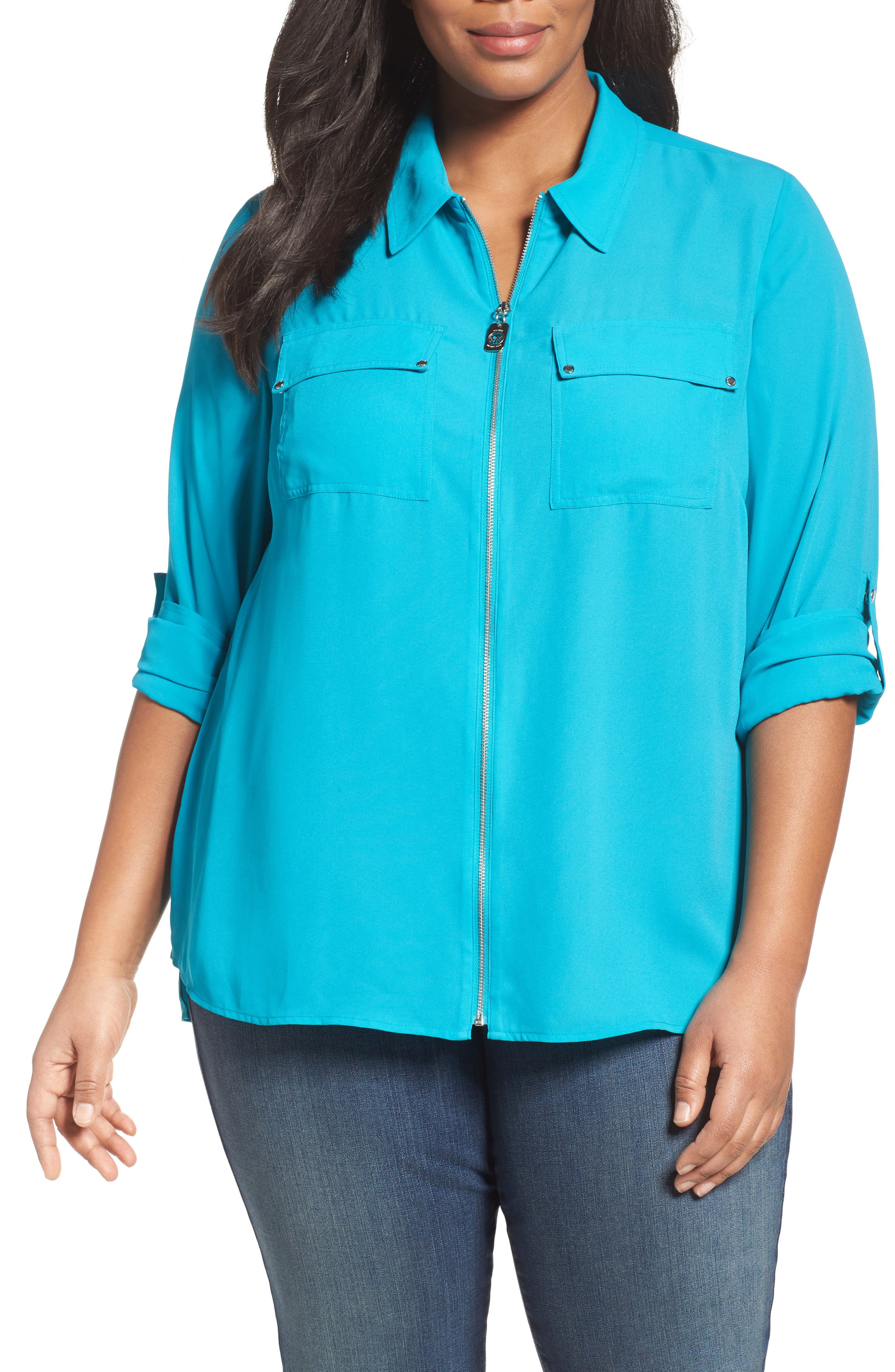 michael kors zip front blouse