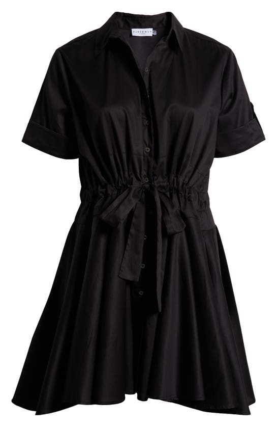 Shop Harshman Meadow Drawstring Waist Shirtdress In Black