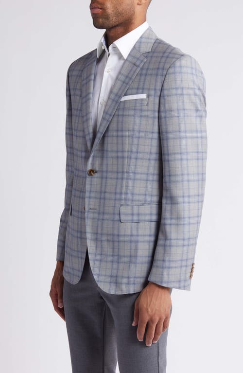 Shop Hugo Boss Boss Hutson Plaid Virgin Wool Blazer In Silver