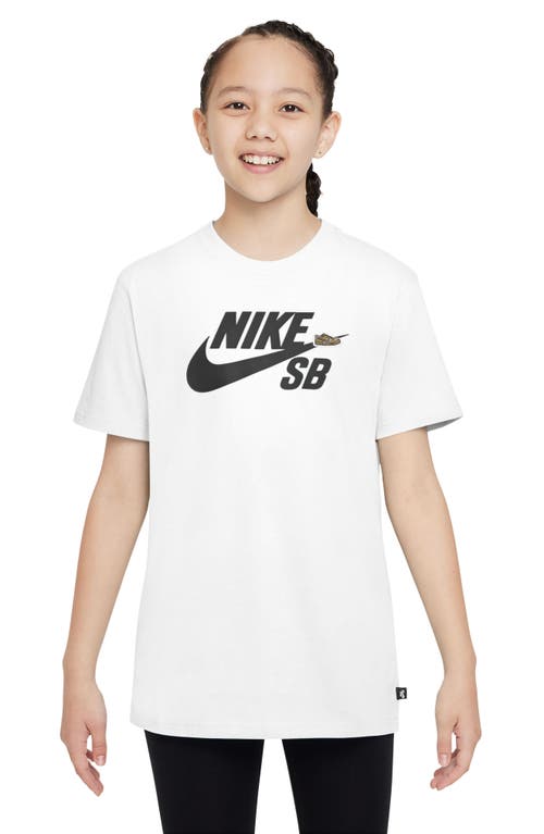 Shop Nike Kids' Sportswear Logo Cotton Graphic T-shirt In White