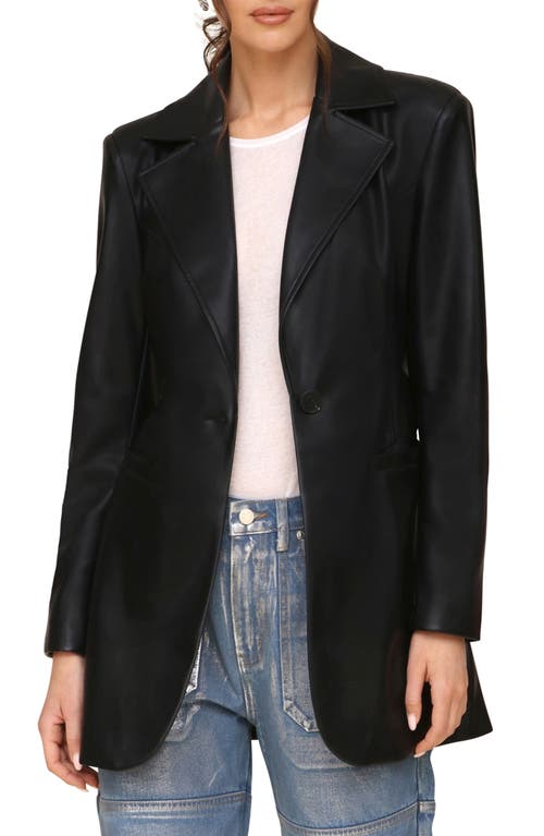 Shop Avec Les Filles Faux-ever Leather™ Strong Shoulder Belted Blazer In Black