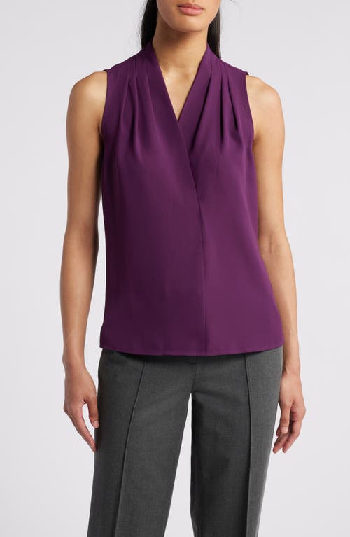 Shop Anne Klein Pleated Shell In Deep Plum