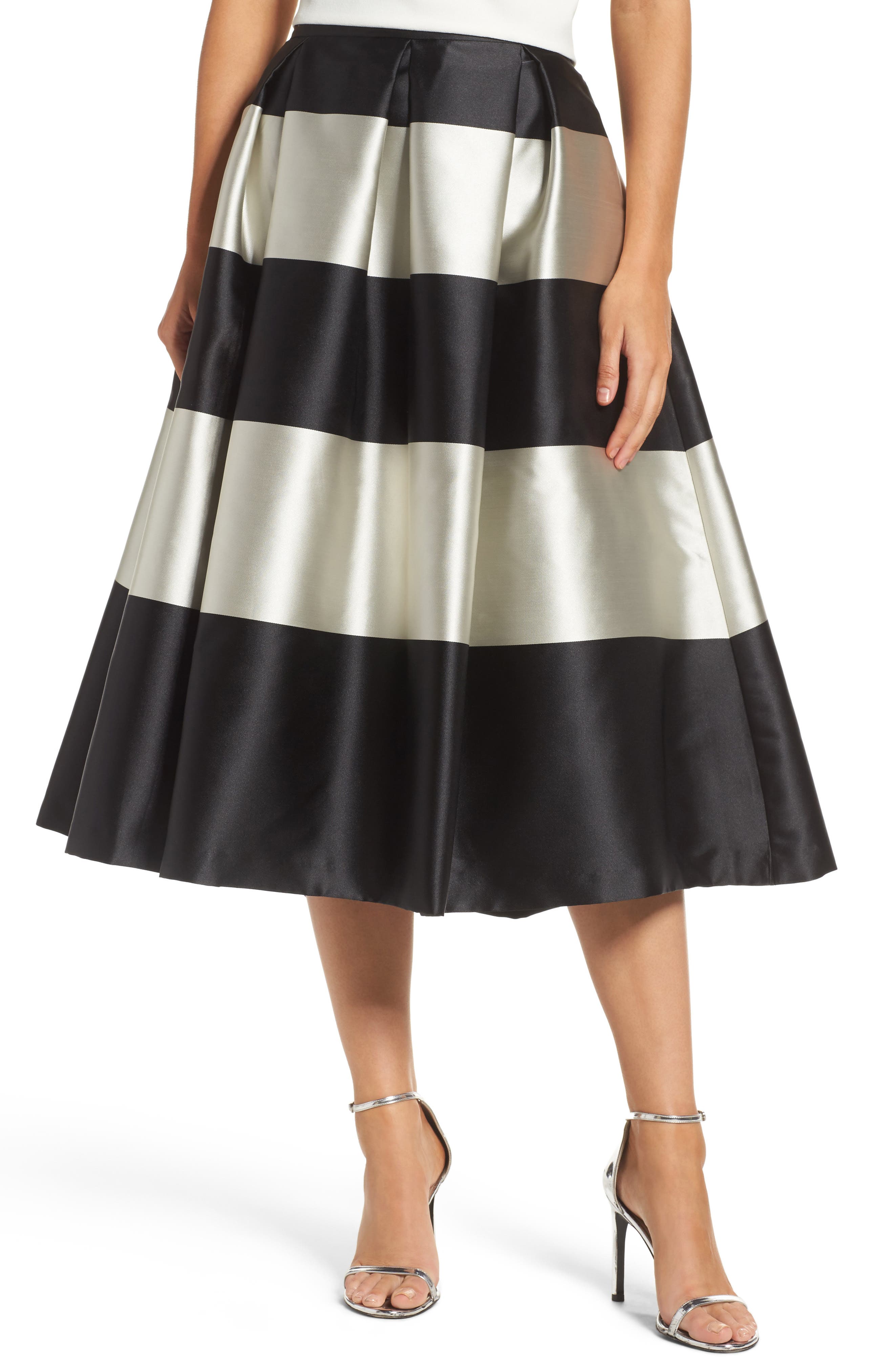 Eliza J Stripe Pleated Midi Skirt Nordstrom