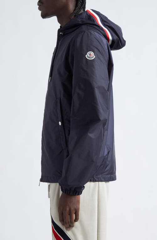 Moncler Grimpeurs Hooded Water Repellent Nylon Jacket In Navy