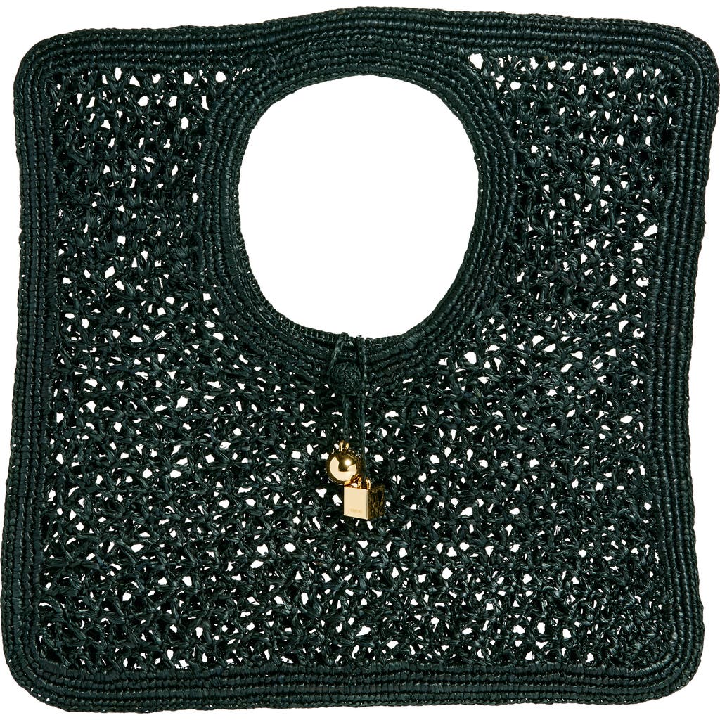 Jacquemus Carre Spiaggia Embellished Braided Raffia Tote In Black