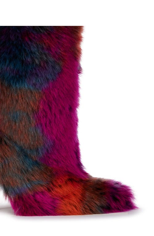 Azalea Wang Upsetter Pointed Toe Faux Fur Knee High Boot In Orangemulti