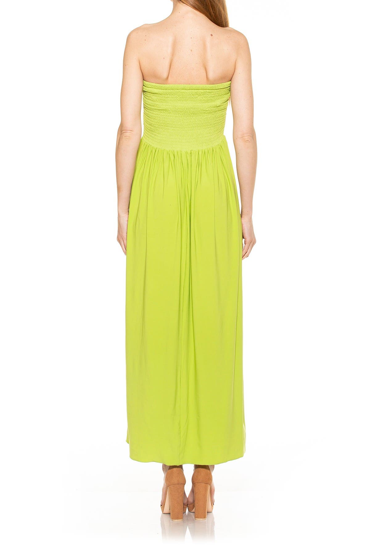 Alexia Admor Emmy Strapless Smocked Maxi Dress In Open Green48