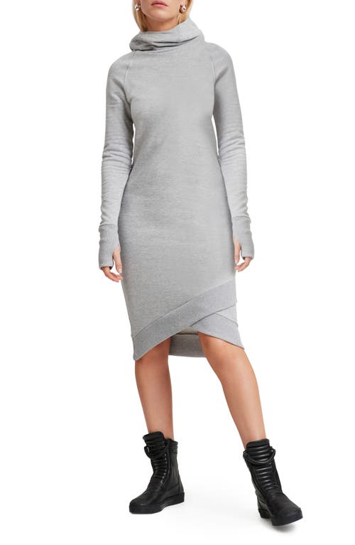 Shop Marcella Walker Long Sleeve Hooded Sweatshirt Dress In Melange Grey