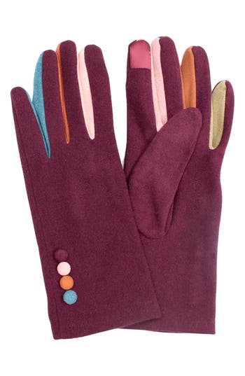 Marcus Adler Color Pop Jersey Touchscreen Gloves In Burgundy