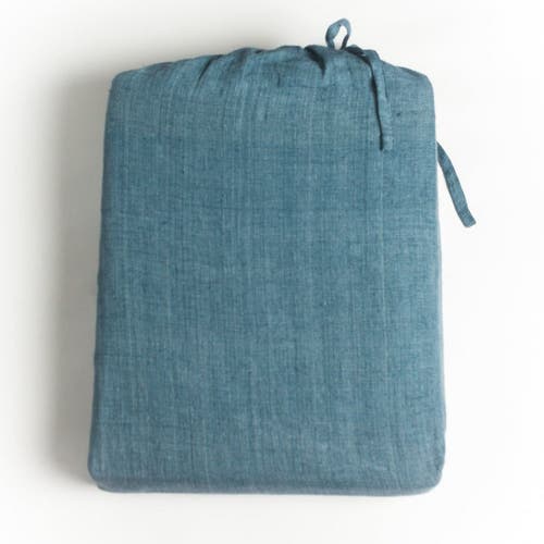 Creative Women Stone Washed Linen Duvet Cover Set In Denim Blue