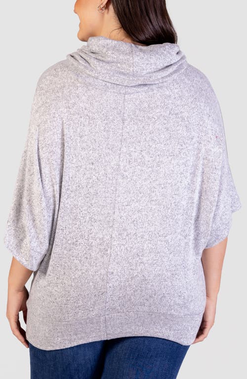 24seven Comfort Apparel Plus Size Cowl Neck Dolman Sleeve Top In Grey