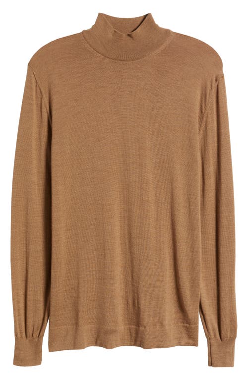 Shop Canali Mock Neck Wool Sweater In Dark Beige