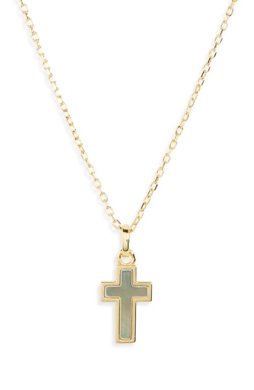 Argento Vivo Sterling Silver Mother-of-Pearl Cross Pendant Necklace in Gold 