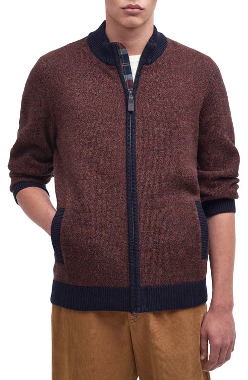 Longhirst Wool Blend Zip Sweater Jacket in Navy