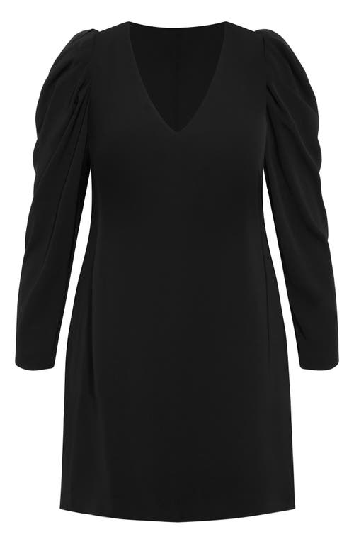 Shop City Chic Katalina Puff Long Sleeve Dress In Black