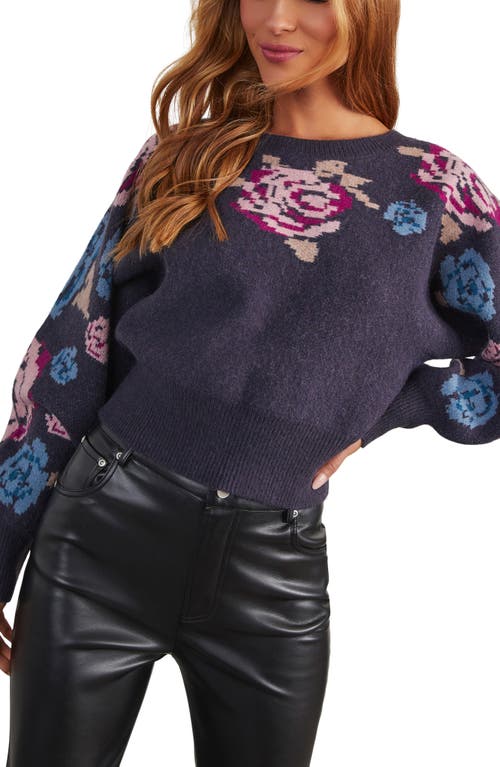 VICI Collection Zandra Floral Crop Sweater in Multi 