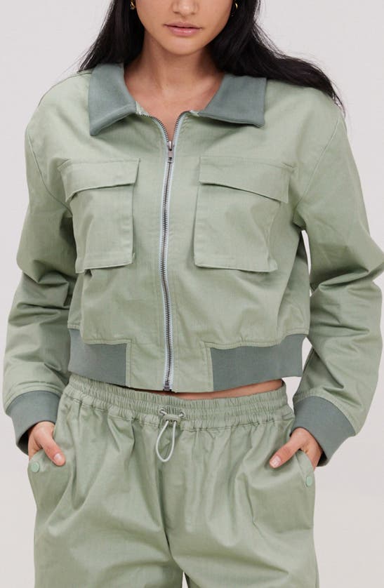 Shop Samii Ryan Focus Cotton Utility Jacket In Green