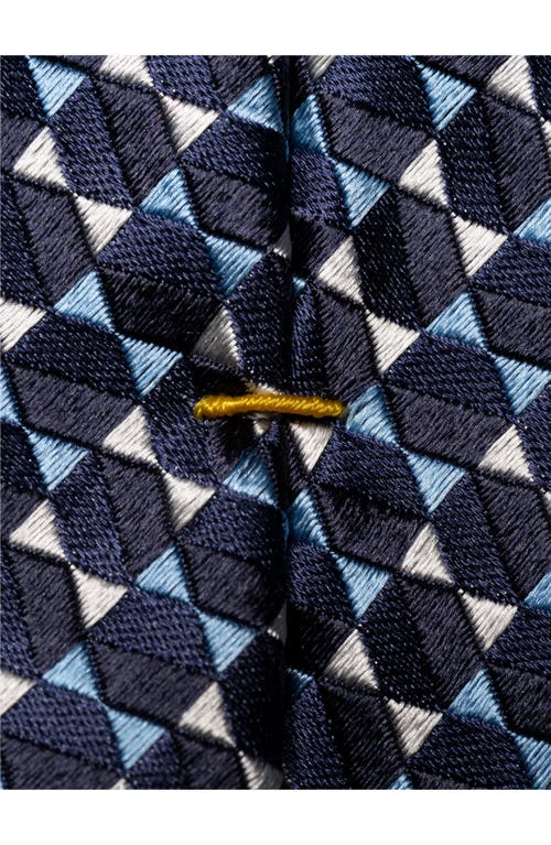 Eton Micro Geometric Silk Tie In Navy