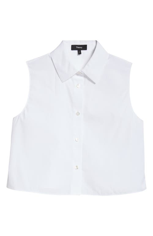 Shop Theory Sleeveless Crop Cotton Button-up Shirt In White