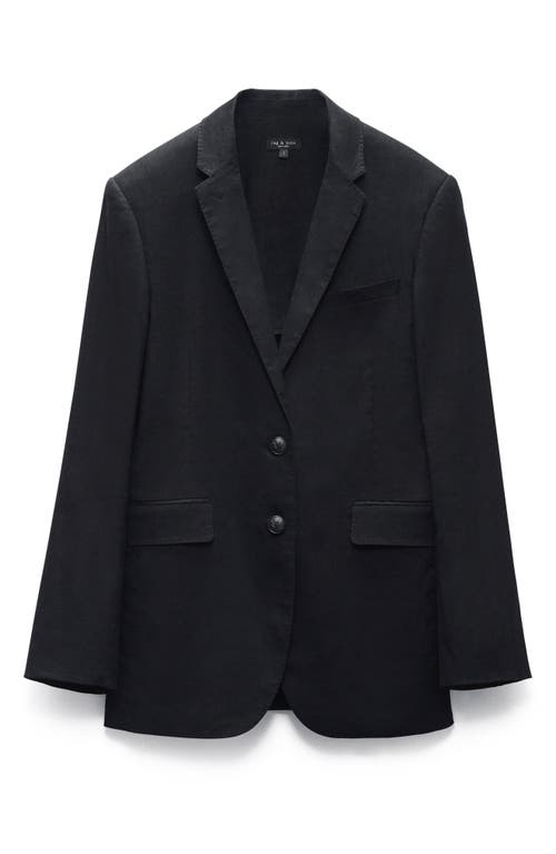 Rag & Bone Odessa Linen Blend Blazer In Black