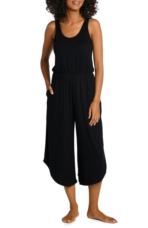 La Blanca Draped Wide Leg Cover-Up Jumpsuit Black at Nordstrom,